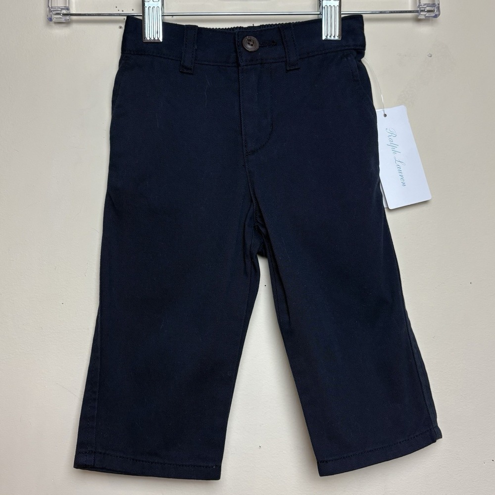 Ralph Lauren Navy Blue Chino Dress Pants Baby‎ Boy Sz 9 Months Polo Pony Logo